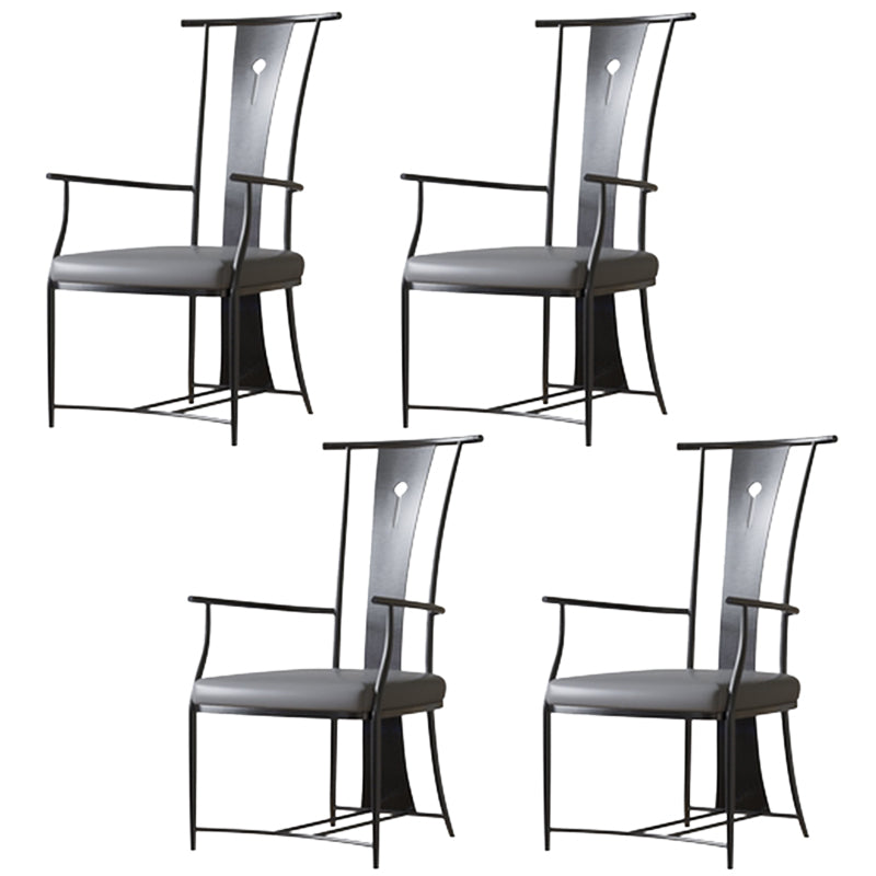 Modern Style Arm Chair Open Back Metal Dining Accent Chair for Home Black 4 Piece Set Clearhalo 'Dining Chairs' 'Dining Tables & Seating' 'dining_chair' 'furn' 'furn_dining_chair' 'Furniture' 'Kitchen & Dining Furniture' 7589244