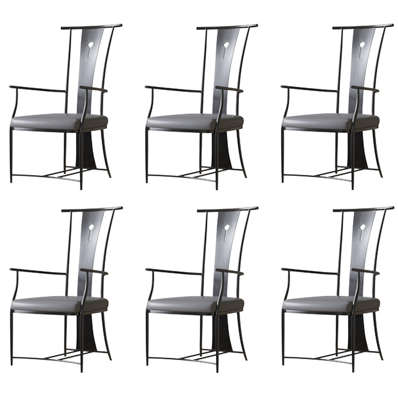Modern Style Arm Chair Open Back Metal Dining Accent Chair for Home Black 6 Piece Set Clearhalo 'Dining Chairs' 'Dining Tables & Seating' 'dining_chair' 'furn' 'furn_dining_chair' 'Furniture' 'Kitchen & Dining Furniture' 7589245