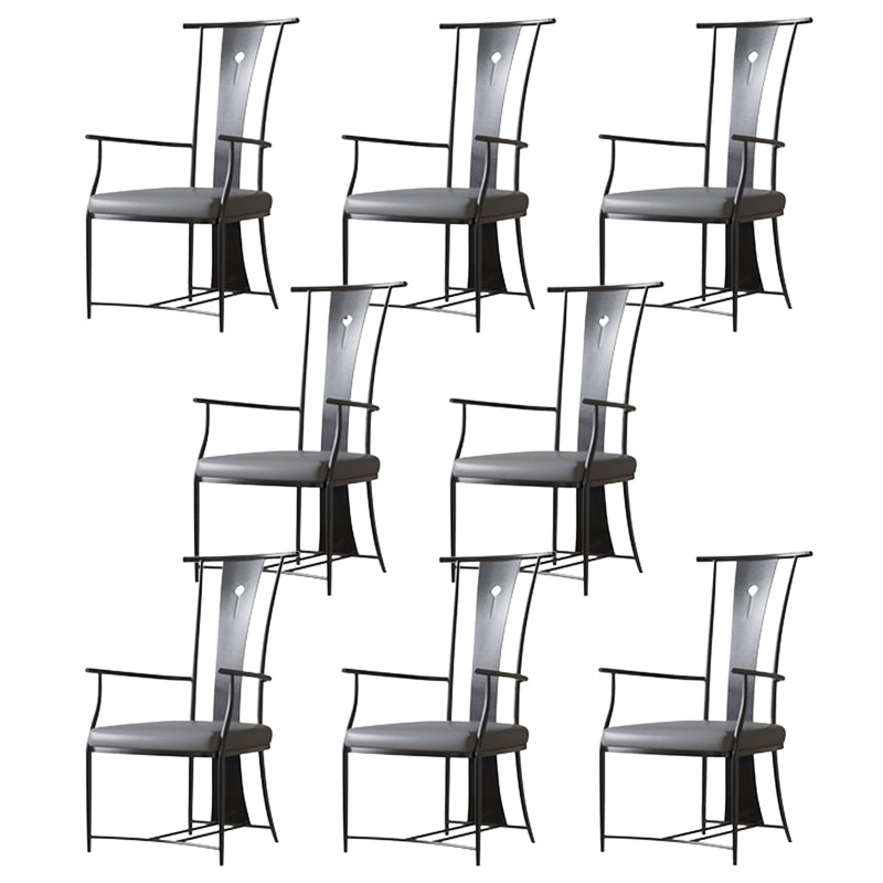 Modern Style Arm Chair Open Back Metal Dining Accent Chair for Home Black 8 Piece Set Clearhalo 'Dining Chairs' 'Dining Tables & Seating' 'dining_chair' 'furn' 'furn_dining_chair' 'Furniture' 'Kitchen & Dining Furniture' 7589248
