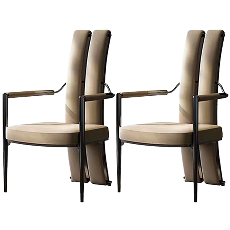 Modern Style Arm Chair Open Back Metal Dining Accent Chair for Home Grey 2 Piece Set Clearhalo 'Dining Chairs' 'Dining Tables & Seating' 'dining_chair' 'furn' 'furn_dining_chair' 'Furniture' 'Kitchen & Dining Furniture' 7589252
