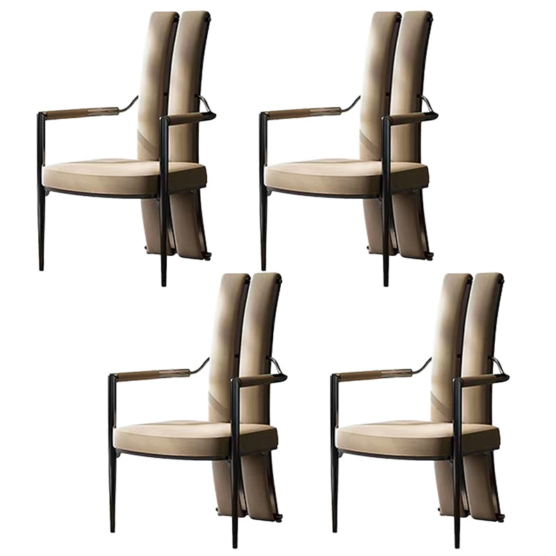 Modern Style Arm Chair Open Back Metal Dining Accent Chair for Home Grey 4 Piece Set Clearhalo 'Dining Chairs' 'Dining Tables & Seating' 'dining_chair' 'furn' 'furn_dining_chair' 'Furniture' 'Kitchen & Dining Furniture' 7589253