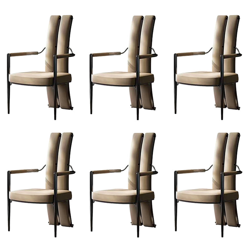 Modern Style Arm Chair Open Back Metal Dining Accent Chair for Home Grey 6 Piece Set Clearhalo 'Dining Chairs' 'Dining Tables & Seating' 'dining_chair' 'furn' 'furn_dining_chair' 'Furniture' 'Kitchen & Dining Furniture' 7589255