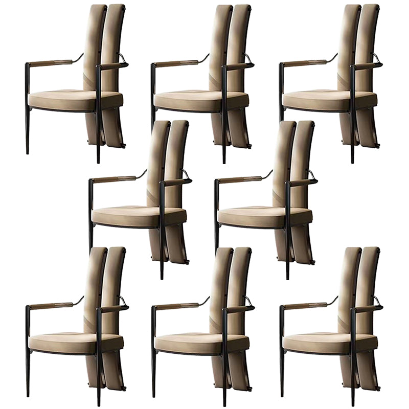 Modern Style Arm Chair Open Back Metal Dining Accent Chair for Home Grey 8 Piece Set Clearhalo 'Dining Chairs' 'Dining Tables & Seating' 'dining_chair' 'furn' 'furn_dining_chair' 'Furniture' 'Kitchen & Dining Furniture' 7589257