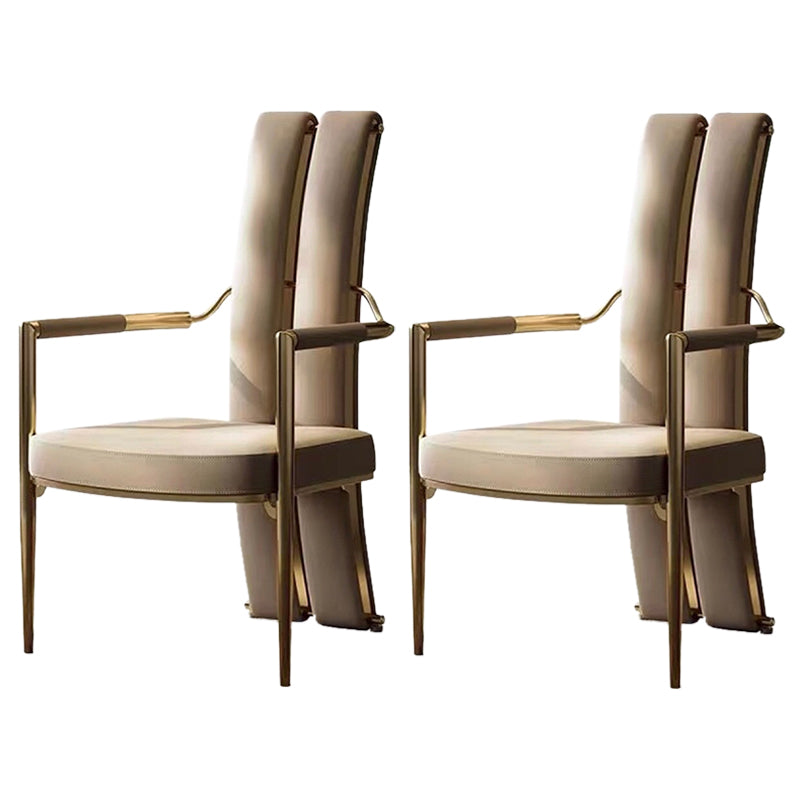 Modern Style Arm Chair Open Back Metal Dining Accent Chair for Home Light Gray 2 Piece Set Clearhalo 'Dining Chairs' 'Dining Tables & Seating' 'dining_chair' 'furn' 'furn_dining_chair' 'Furniture' 'Kitchen & Dining Furniture' 7589260