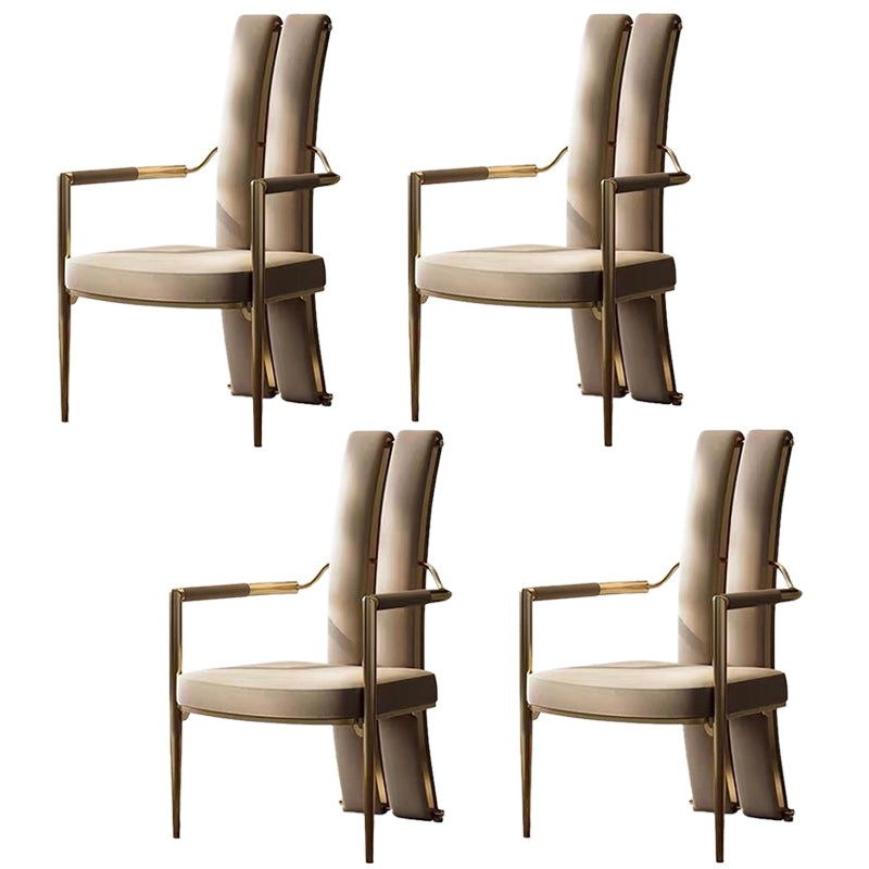 Modern Style Arm Chair Open Back Metal Dining Accent Chair for Home Light Gray 4 Piece Set Clearhalo 'Dining Chairs' 'Dining Tables & Seating' 'dining_chair' 'furn' 'furn_dining_chair' 'Furniture' 'Kitchen & Dining Furniture' 7589261