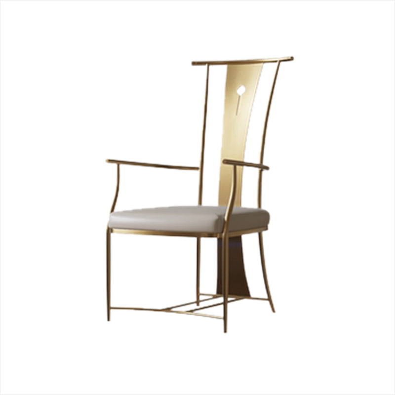 Modern Style Arm Chair Open Back Metal Dining Accent Chair for Home Gold 1 Piece Clearhalo 'Dining Chairs' 'Dining Tables & Seating' 'dining_chair' 'furn' 'furn_dining_chair' 'Furniture' 'Kitchen & Dining Furniture' 7589264