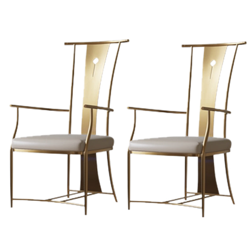 Modern Style Arm Chair Open Back Metal Dining Accent Chair for Home Gold 2 Piece Set Clearhalo 'Dining Chairs' 'Dining Tables & Seating' 'dining_chair' 'furn' 'furn_dining_chair' 'Furniture' 'Kitchen & Dining Furniture' 7589265