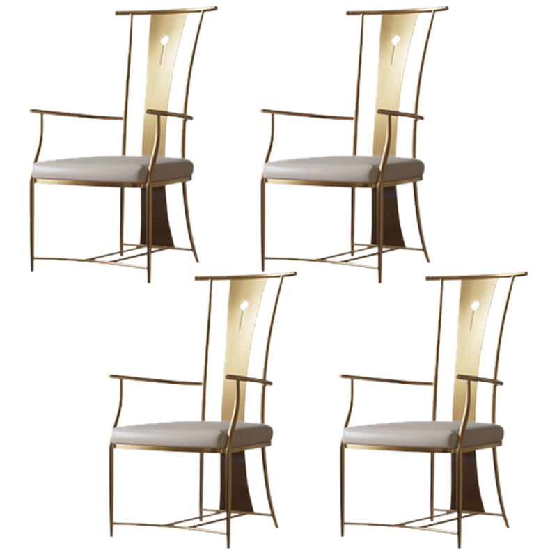 Modern Style Arm Chair Open Back Metal Dining Accent Chair for Home Gold 4 Piece Set Clearhalo 'Dining Chairs' 'Dining Tables & Seating' 'dining_chair' 'furn' 'furn_dining_chair' 'Furniture' 'Kitchen & Dining Furniture' 7589266