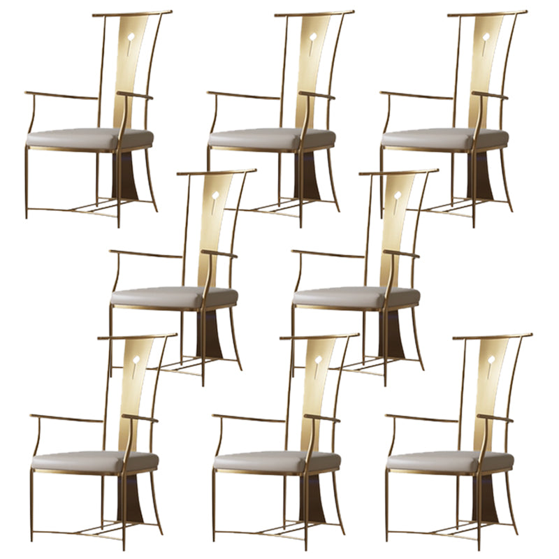 Modern Style Arm Chair Open Back Metal Dining Accent Chair for Home Gold 8 Piece Set Clearhalo 'Dining Chairs' 'Dining Tables & Seating' 'dining_chair' 'furn' 'furn_dining_chair' 'Furniture' 'Kitchen & Dining Furniture' 7589268