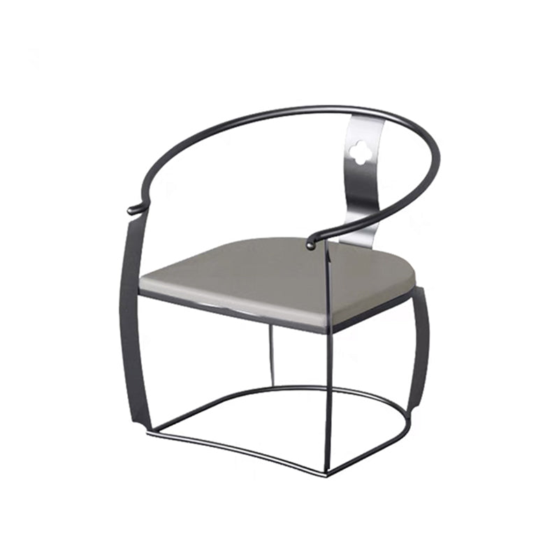 Modern Style Arm Chair Open Back Metal Dining Accent Chair for Home Black White 1 Piece Clearhalo 'Dining Chairs' 'Dining Tables & Seating' 'dining_chair' 'furn' 'furn_dining_chair' 'Furniture' 'Kitchen & Dining Furniture' 7589269