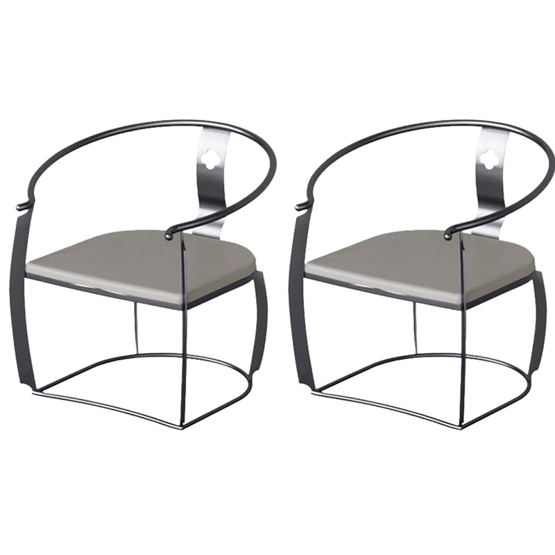 Modern Style Arm Chair Open Back Metal Dining Accent Chair for Home Black White 2 Piece Set Clearhalo 'Dining Chairs' 'Dining Tables & Seating' 'dining_chair' 'furn' 'furn_dining_chair' 'Furniture' 'Kitchen & Dining Furniture' 7589270