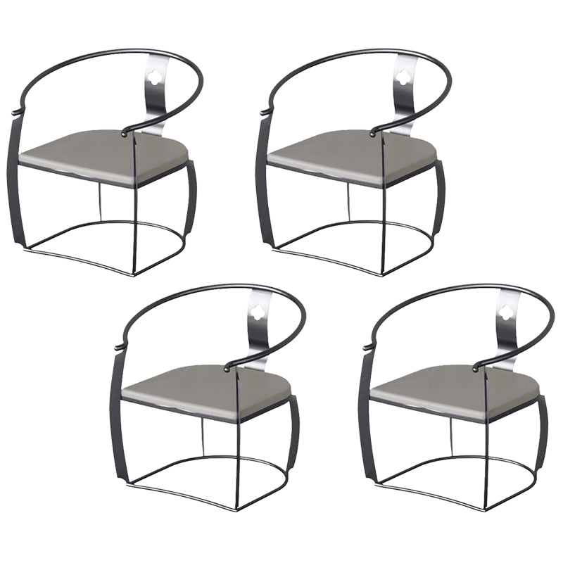 Modern Style Arm Chair Open Back Metal Dining Accent Chair for Home Black White 4 Piece Set Clearhalo 'Dining Chairs' 'Dining Tables & Seating' 'dining_chair' 'furn' 'furn_dining_chair' 'Furniture' 'Kitchen & Dining Furniture' 7589271