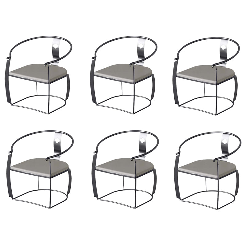 Modern Style Arm Chair Open Back Metal Dining Accent Chair for Home Black White 6 Piece Set Clearhalo 'Dining Chairs' 'Dining Tables & Seating' 'dining_chair' 'furn' 'furn_dining_chair' 'Furniture' 'Kitchen & Dining Furniture' 7589272
