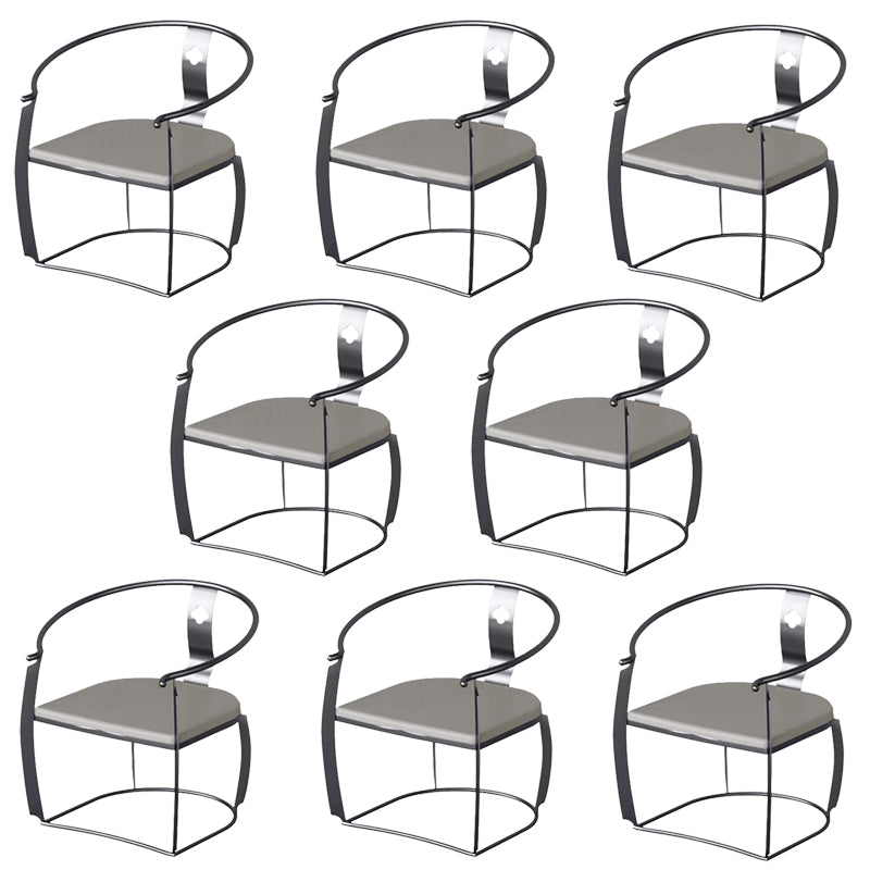 Modern Style Arm Chair Open Back Metal Dining Accent Chair for Home Black White 8 Piece Set Clearhalo 'Dining Chairs' 'Dining Tables & Seating' 'dining_chair' 'furn' 'furn_dining_chair' 'Furniture' 'Kitchen & Dining Furniture' 7589273