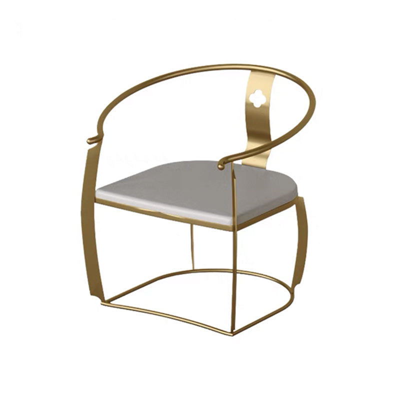 Modern Style Arm Chair Open Back Metal Dining Accent Chair for Home White-Gold 1 Piece Clearhalo 'Dining Chairs' 'Dining Tables & Seating' 'dining_chair' 'furn' 'furn_dining_chair' 'Furniture' 'Kitchen & Dining Furniture' 7589274