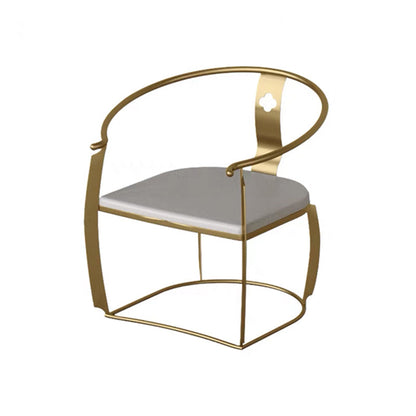Modern Style Arm Chair Open Back Metal Dining Accent Chair for Home White-Gold 1 Piece Clearhalo 'Dining Chairs' 'Dining Tables & Seating' 'dining_chair' 'furn' 'furn_dining_chair' 'Furniture' 'Kitchen & Dining Furniture' 7589274