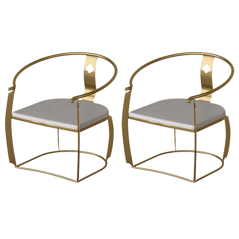 Modern Style Arm Chair Open Back Metal Dining Accent Chair for Home White-Gold 2 Piece Set Clearhalo 'Dining Chairs' 'Dining Tables & Seating' 'dining_chair' 'furn' 'furn_dining_chair' 'Furniture' 'Kitchen & Dining Furniture' 7589275