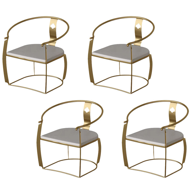 Modern Style Arm Chair Open Back Metal Dining Accent Chair for Home White-Gold 4 Piece Set Clearhalo 'Dining Chairs' 'Dining Tables & Seating' 'dining_chair' 'furn' 'furn_dining_chair' 'Furniture' 'Kitchen & Dining Furniture' 7589276