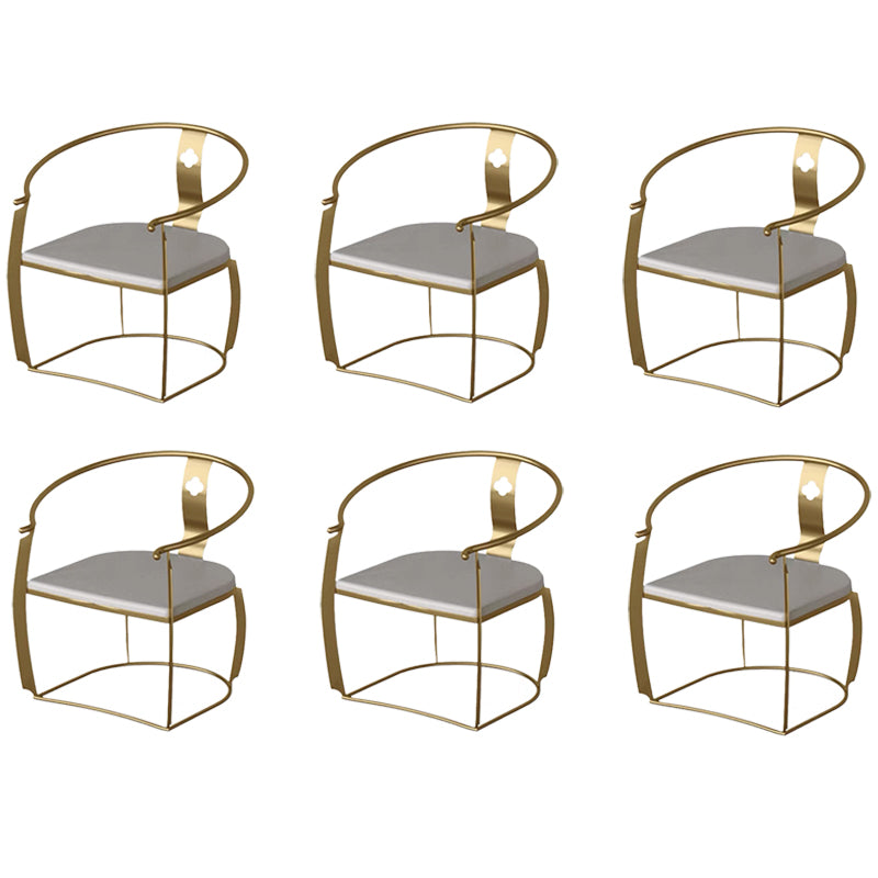 Modern Style Arm Chair Open Back Metal Dining Accent Chair for Home White-Gold 6 Piece Set Clearhalo 'Dining Chairs' 'Dining Tables & Seating' 'dining_chair' 'furn' 'furn_dining_chair' 'Furniture' 'Kitchen & Dining Furniture' 7589277