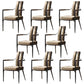 Modern Style Arm Chair Open Back Metal Dining Accent Chair for Home Black-Gray 8 Piece Set Clearhalo 'Dining Chairs' 'Dining Tables & Seating' 'dining_chair' 'furn' 'furn_dining_chair' 'Furniture' 'Kitchen & Dining Furniture' 7589283