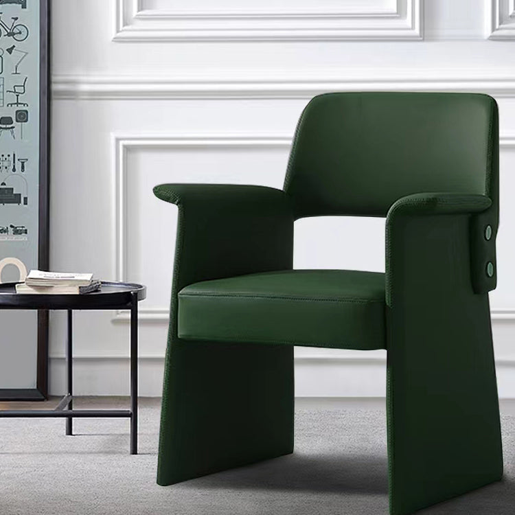 Silla de brazo de estilo moderno silla de comedor abierta de cuero de cuero para el comedor
