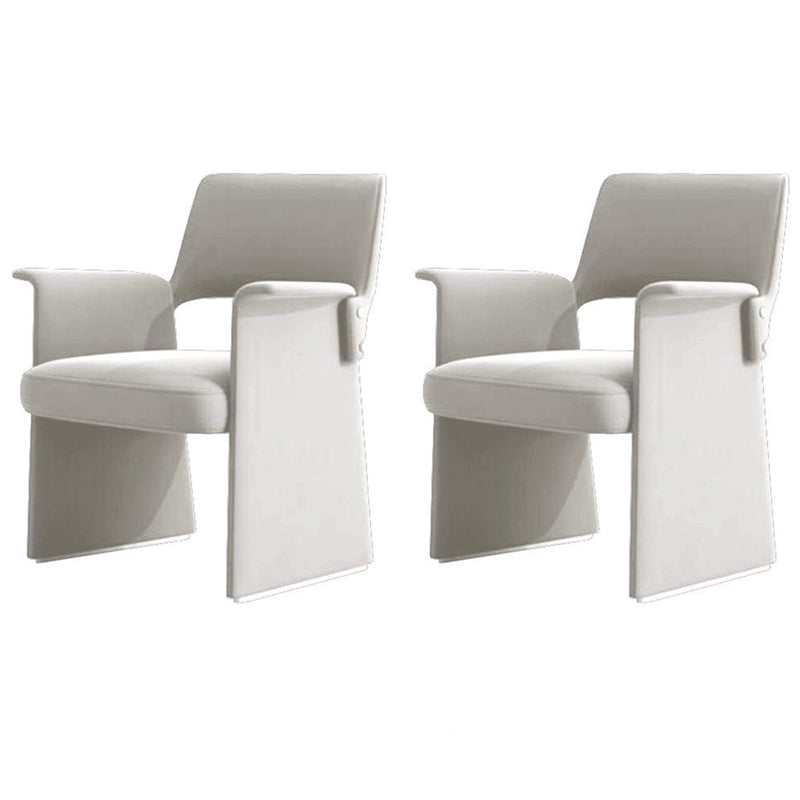 Silla de brazo de estilo moderno silla de comedor abierta de cuero de cuero para el comedor