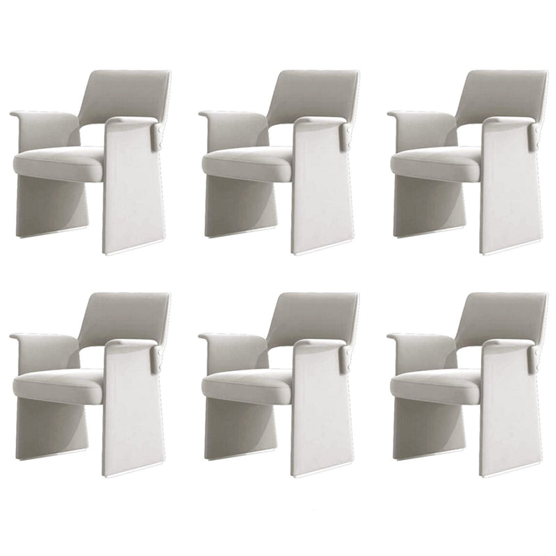 Silla de brazo de estilo moderno silla de comedor abierta de cuero de cuero para el comedor