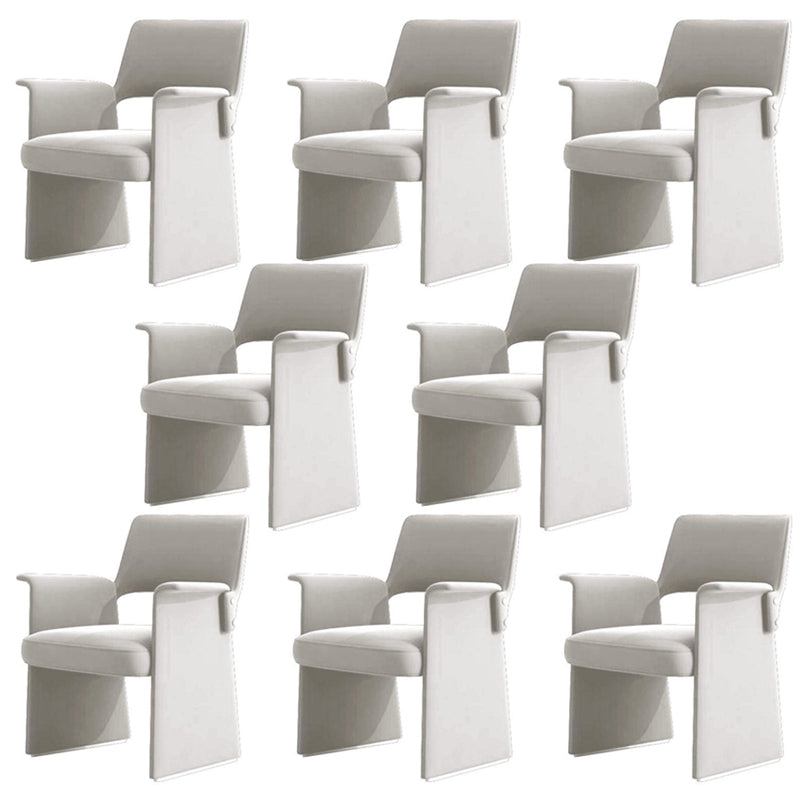 Silla de brazo de estilo moderno silla de comedor abierta de cuero de cuero para el comedor