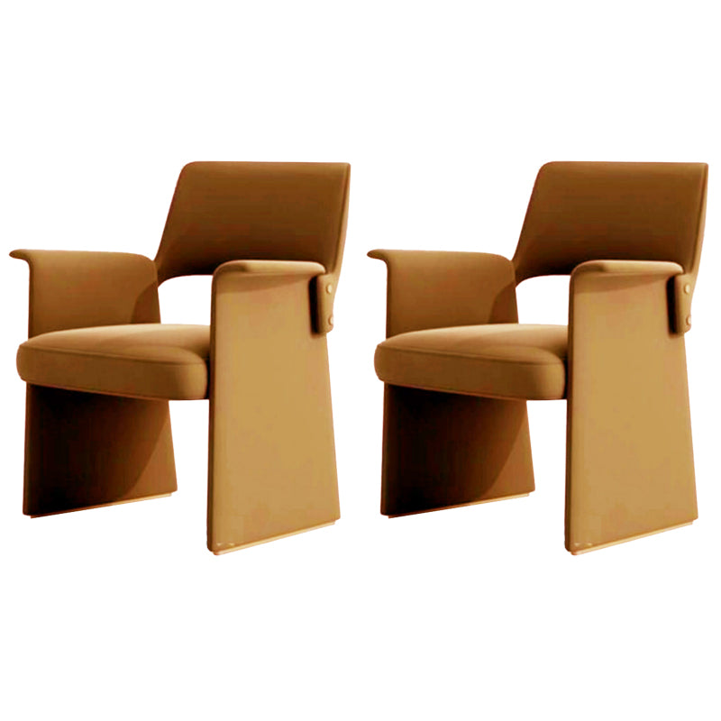 Silla de brazo de estilo moderno silla de comedor abierta de cuero de cuero para el comedor