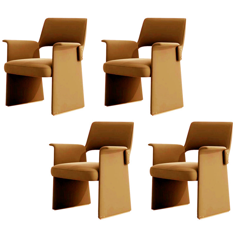 Silla de brazo de estilo moderno silla de comedor abierta de cuero de cuero para el comedor