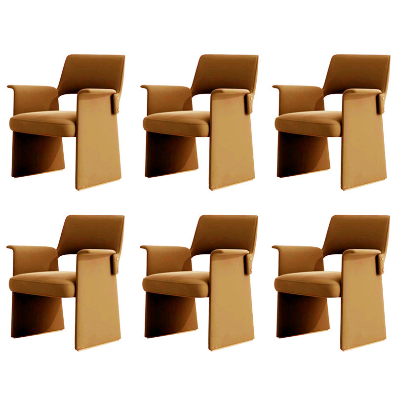 Silla de brazo de estilo moderno silla de comedor abierta de cuero de cuero para el comedor
