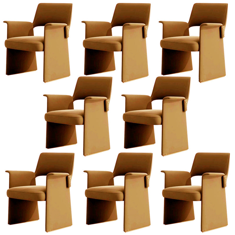 Silla de brazo de estilo moderno silla de comedor abierta de cuero de cuero para el comedor