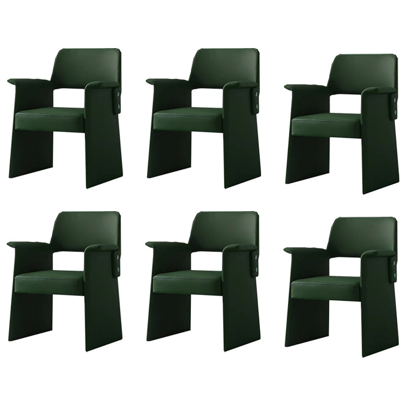 Silla de brazo de estilo moderno silla de comedor abierta de cuero de cuero para el comedor