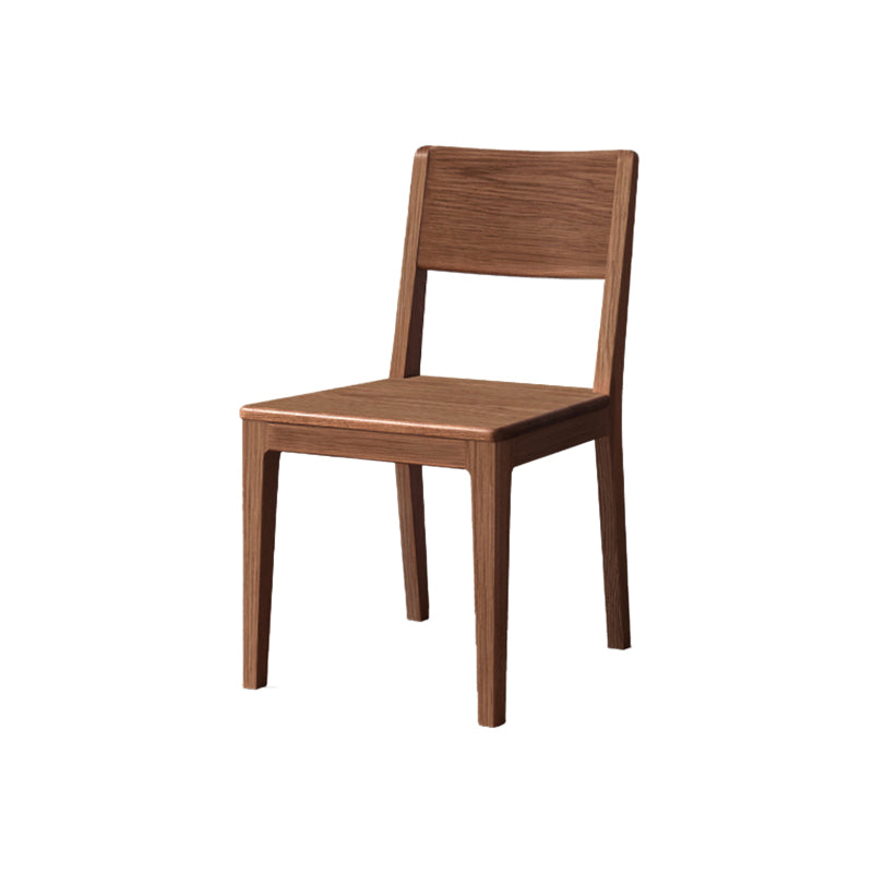 Nordic Armless Backrest Wood Chair with Wooden Legs for Dining Room Walnut Ash 1 Piece Clearhalo 'Dining Chairs' 'Dining Tables & Seating' 'dining_chair' 'furn' 'furn_dining_chair' 'Furniture' 'Kitchen & Dining Furniture' 7589334