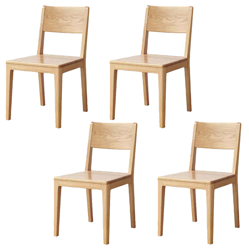 Nordic Armless Backrest Wood Chair with Wooden Legs for Dining Room Natural Wood 4 Piece Set Clearhalo 'Dining Chairs' 'Dining Tables & Seating' 'dining_chair' 'furn' 'furn_dining_chair' 'Furniture' 'Kitchen & Dining Furniture' 7589348