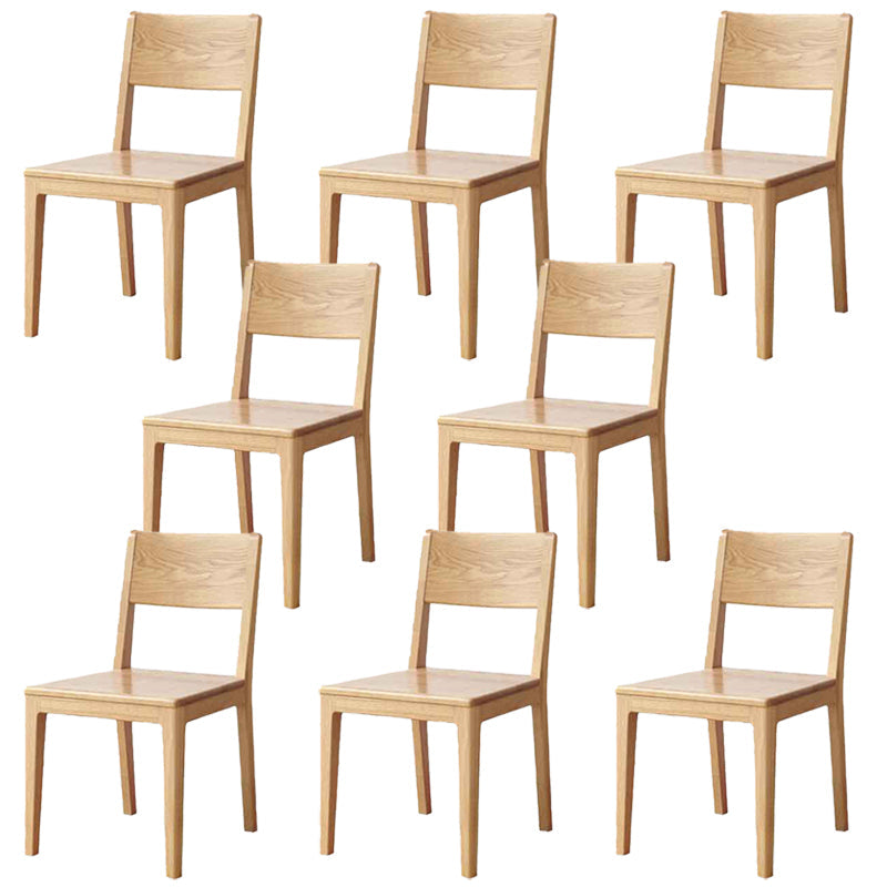 Nordic Armless Backrest Wood Chair with Wooden Legs for Dining Room Natural Wood 8 Piece Set Clearhalo 'Dining Chairs' 'Dining Tables & Seating' 'dining_chair' 'furn' 'furn_dining_chair' 'Furniture' 'Kitchen & Dining Furniture' 7589351