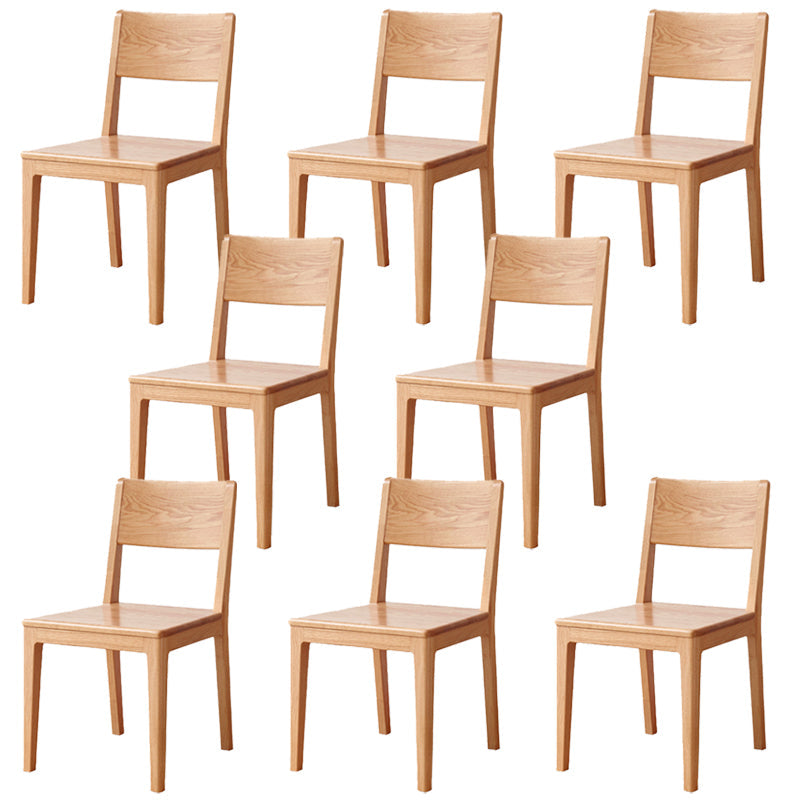 Nordic Armless Backrest Wood Chair with Wooden Legs for Dining Room Natural Solid Wood 8 Piece Set Clearhalo 'Dining Chairs' 'Dining Tables & Seating' 'dining_chair' 'furn' 'furn_dining_chair' 'Furniture' 'Kitchen & Dining Furniture' 7589357