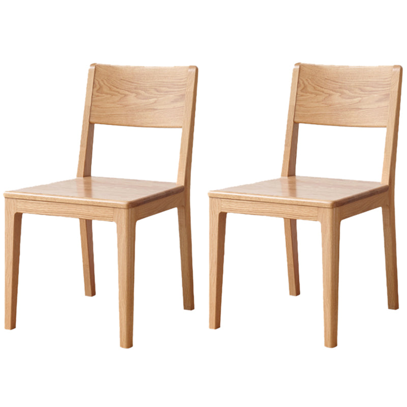 Nordic Armless Backrest Wood Chair with Wooden Legs for Dining Room Natural Oak 2 Piece Set Clearhalo 'Dining Chairs' 'Dining Tables & Seating' 'dining_chair' 'furn' 'furn_dining_chair' 'Furniture' 'Kitchen & Dining Furniture' 7589359