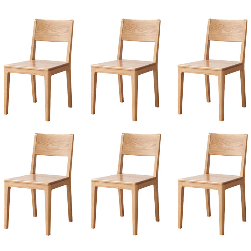 Nordic Armless Backrest Wood Chair with Wooden Legs for Dining Room Natural Oak 6 Piece Set Clearhalo 'Dining Chairs' 'Dining Tables & Seating' 'dining_chair' 'furn' 'furn_dining_chair' 'Furniture' 'Kitchen & Dining Furniture' 7589361