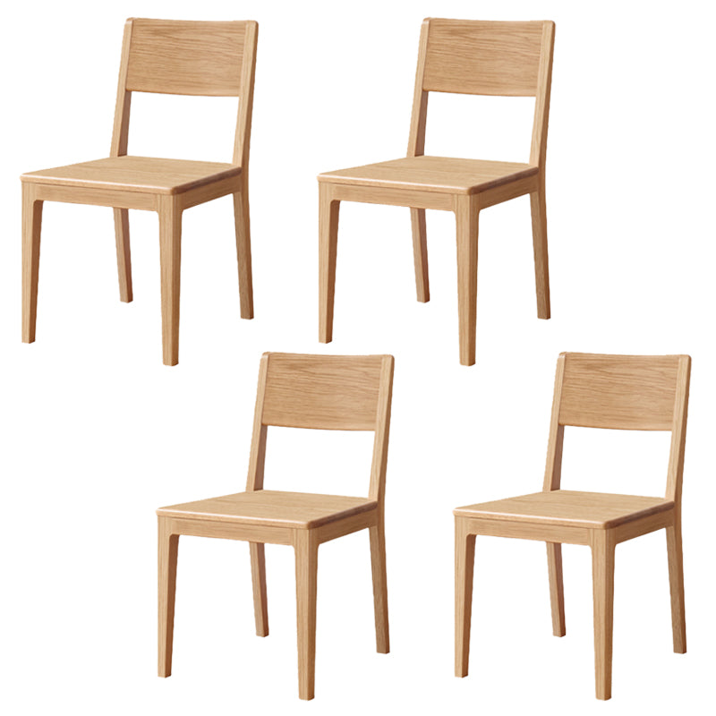 Nordic Armless Backrest Wood Chair with Wooden Legs for Dining Room Natural Ash 4 Piece Set Clearhalo 'Dining Chairs' 'Dining Tables & Seating' 'dining_chair' 'furn' 'furn_dining_chair' 'Furniture' 'Kitchen & Dining Furniture' 7589365