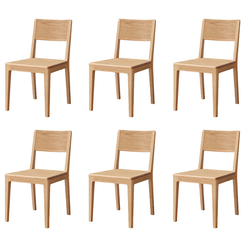 Nordic Armless Backrest Wood Chair with Wooden Legs for Dining Room Natural Ash 6 Piece Set Clearhalo 'Dining Chairs' 'Dining Tables & Seating' 'dining_chair' 'furn' 'furn_dining_chair' 'Furniture' 'Kitchen & Dining Furniture' 7589366
