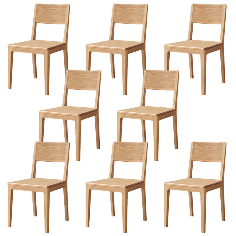 Nordic Armless Backrest Wood Chair with Wooden Legs for Dining Room Natural Ash 8 Piece Set Clearhalo 'Dining Chairs' 'Dining Tables & Seating' 'dining_chair' 'furn' 'furn_dining_chair' 'Furniture' 'Kitchen & Dining Furniture' 7589367