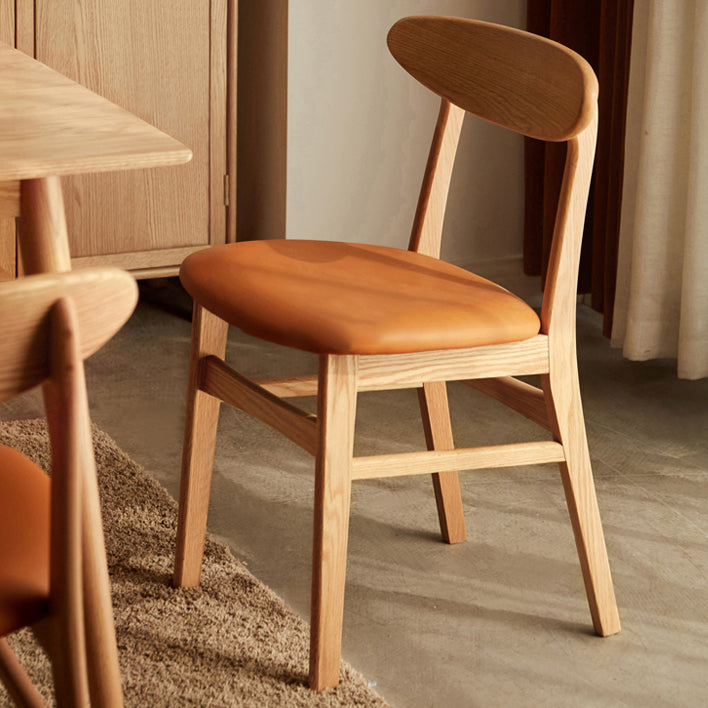 Contemporary Open Side Dining Chair Wooden Upholstered Chair for Dining Room