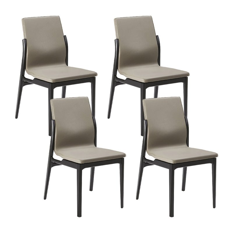 Silla lateral de estilo industrial silla de comedor lateral de cuero con base de madera