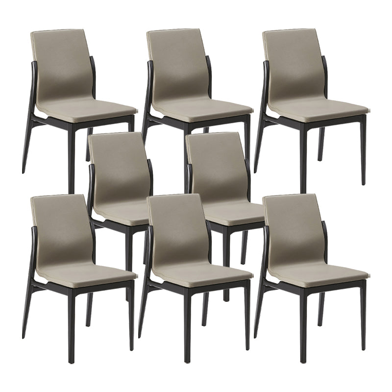 Silla lateral de estilo industrial silla de comedor lateral de cuero con base de madera