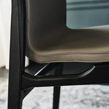 Silla lateral de estilo industrial silla de comedor lateral de cuero con base de madera