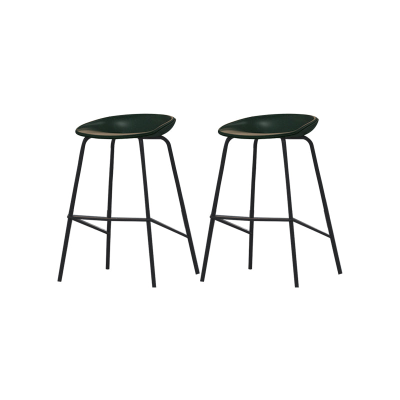 Industrial Black Legs Bar Stools Indoor Faux Leather Counter Chair