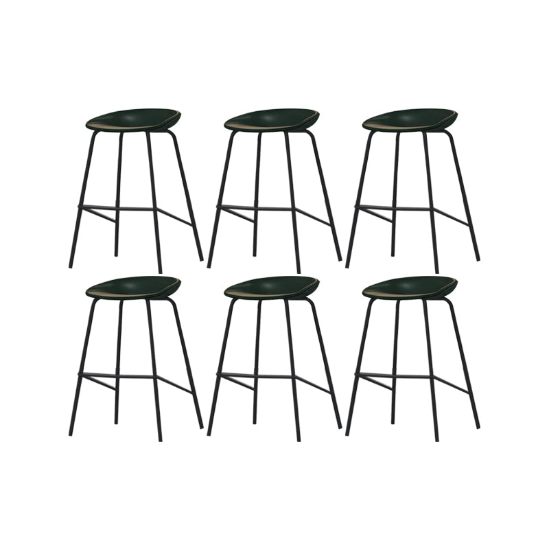 Industrial Black Legs Bar Stools Indoor Faux Leather Counter Chair