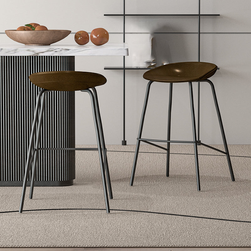 Industrial Black Legs Bar Stools Indoor Faux Leather Counter Chair