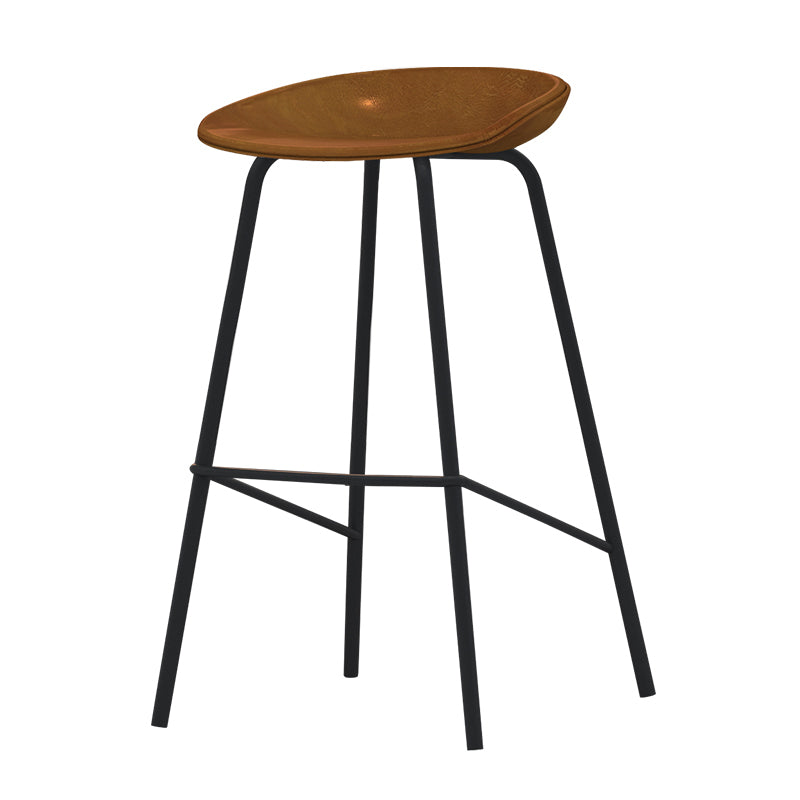 Industrial Black Legs Bar Stools Indoor Faux Leather Counter Chair